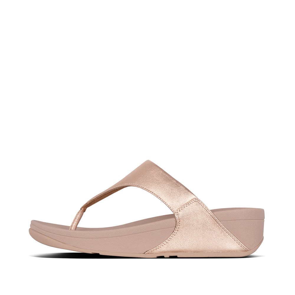 Fitflop Womens Sandals - Lulu Leather Toe-post - Rose Gold - 962-NJDMYU